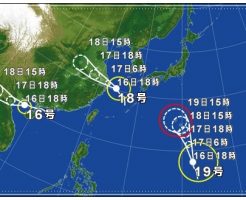 台風19号、天気図